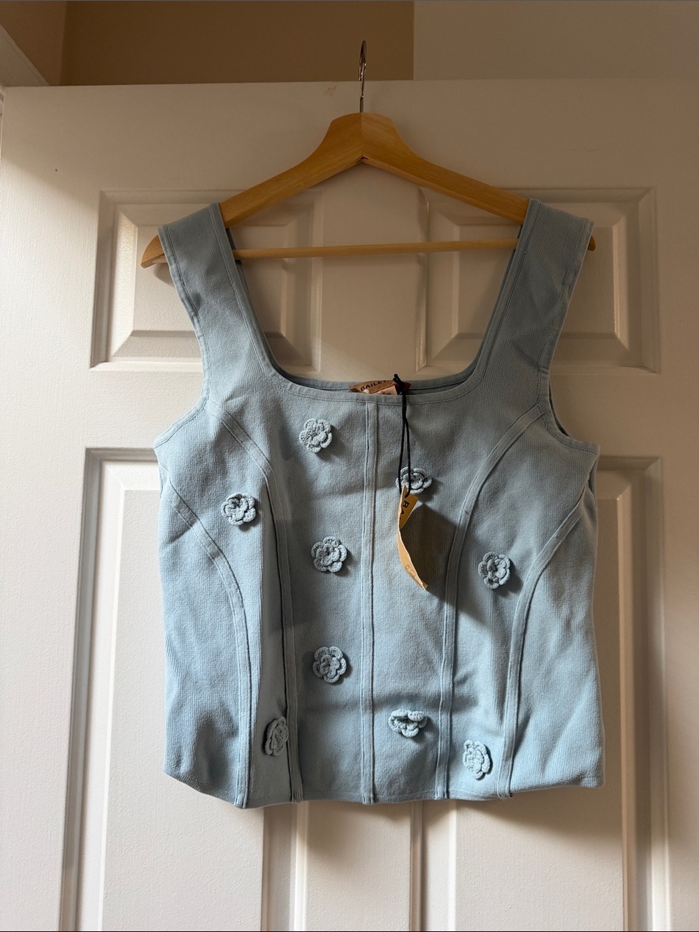 Bailey 44 Light Blue Floral Appliqué Tank Top